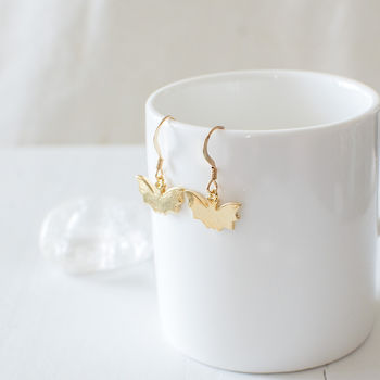 Gold Plated Bat Earrings, 3 of 6