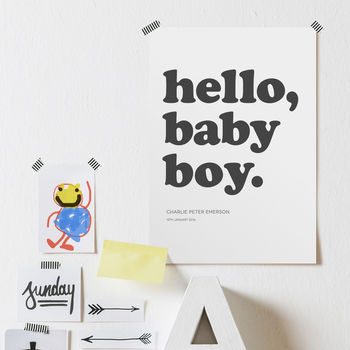 'Hello Baby Boy' / 'Hello Baby Girl' Personalised Print, 3 of 4