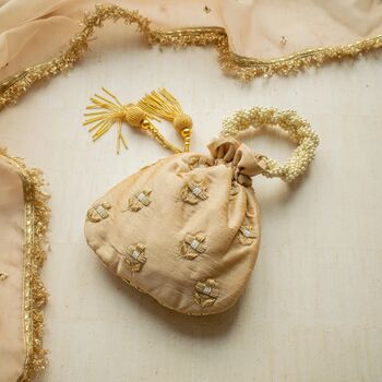 Amrisha Gold Silk Potli Bag, 3 of 3