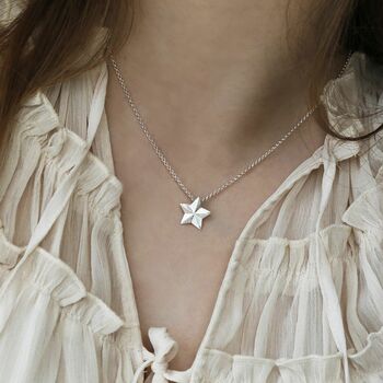 Sterling Silver Solid Star Pendant Necklace, 3 of 6