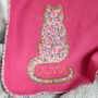 Pink Liberty Cat Personalised New Baby Blanket, thumbnail 2 of 4