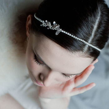 Silver Orchid Pearl Bridal Headpiece, Becomes A Pendant, 2 of 6