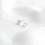 Sterling Silver Tiny Moon And Star Stud Earrings, thumbnail 2 of 6