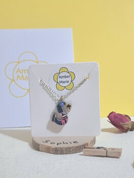 Custom Floral Wooden Letter Necklace Gift Choose Your Colour, 2 of 8