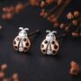 Sterling Silver Diamond Ladybird Stud Earrings, thumbnail 1 of 4