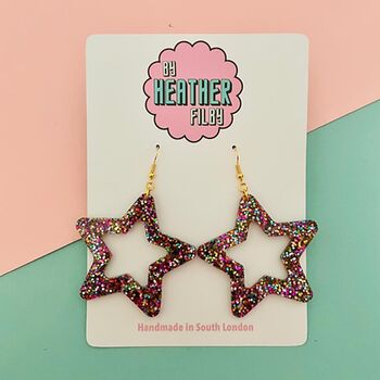 Large Glitter Star Earrings, 2 of 2