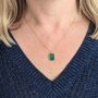 'The Rectangle' Green Onyx Gold Plated Necklace, thumbnail 3 of 7