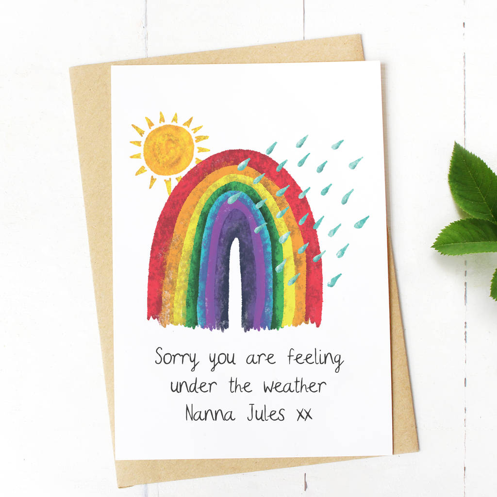 Rainbow Personalised Sympathy Or Get Well Card By So Close ...