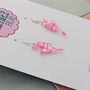 Large Pink Iridescent Lightning Bolt Earrings, thumbnail 6 of 9