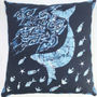 Linen Batik Cushion, Blue Whale, thumbnail 1 of 4