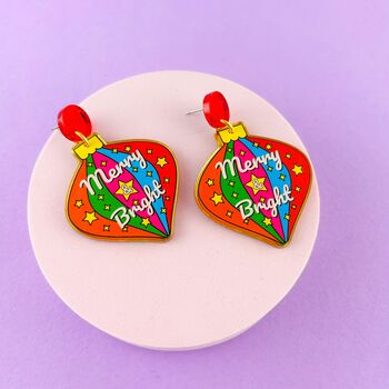 'Merry And Bright' Colourful Christmas Earrings, 9 of 11