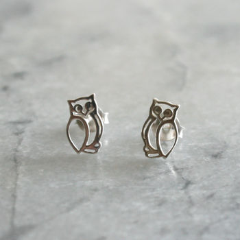 Little Owl Sterling Silver Earrings, 4 of 9