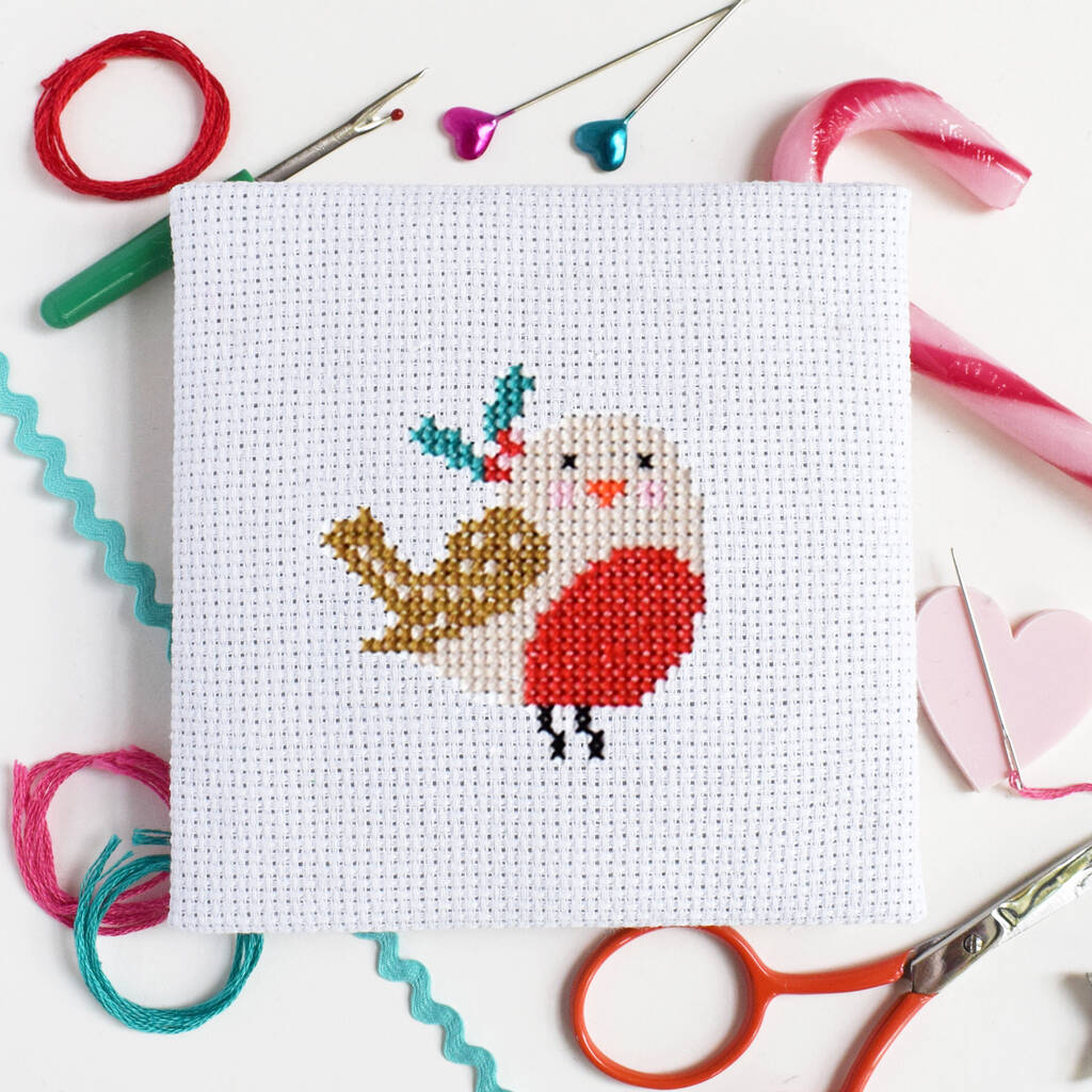 'Robin' Mini Cross Stitch Kit, 1 of 2