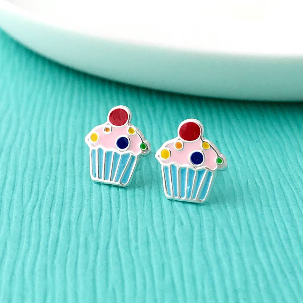 Personalised Sterling Silver Cupcake Earrings By Sophie Jones Jewellery
