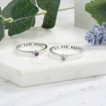 Personalised Secret Message Birthstone Ring, 3 of 9