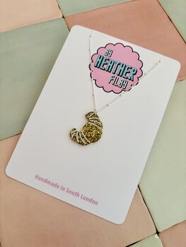 Croissant Glitter Charm Necklace / Bakery Lover Gift / Coffee Shop Lover Gift / French Café Jewellery, 3 of 9