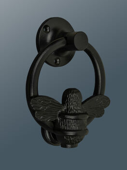 Brass Bumble Bee Ring Door Knocker Black Finish, 5 of 5