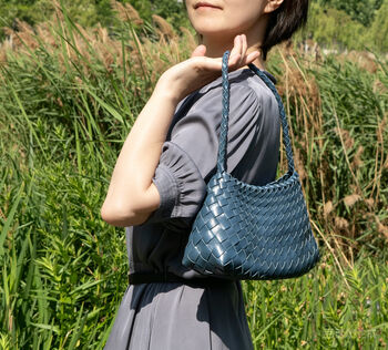 Hand Woven Vegan Leather Shoulder Bag, 6 of 12
