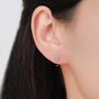 Sterling Silver Blue Opal Huggie Hoop Threader Earrings, thumbnail 7 of 11