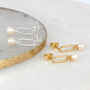 18ct Gold Plated Or Silver Chain Link Pearl Earrings, thumbnail 2 of 6