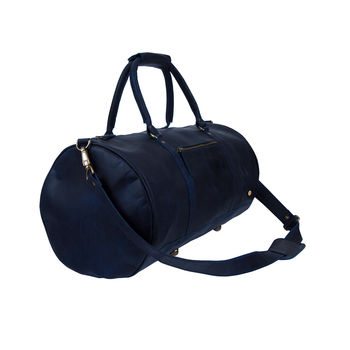 Personalised Leather Classic Duffle In Navy, 3 of 10