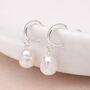 Sterling Silver Freshwater Pearl Open Hoop Stud Earrings, thumbnail 2 of 7