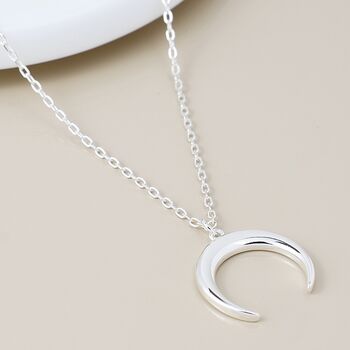 Sterling Silver Crescent Moon Pendant Necklace, 2 of 4