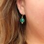 Emerald Gemstone Drop Earrings, thumbnail 2 of 5