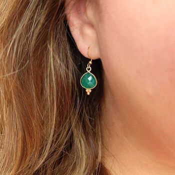 Emerald Gemstone Drop Earrings, 2 of 5