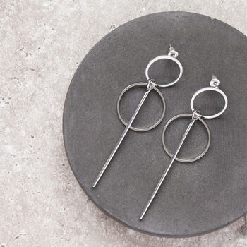 Double Hoop Pendant Drop Earrings, 2 of 6