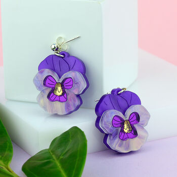 Purple Viola Earrings, 3 of 7
