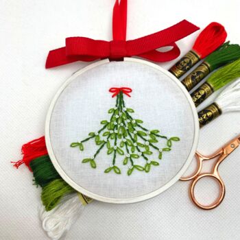 Diy Christmas Mistletoe Decoration/Embroidery Kit, 8 of 11