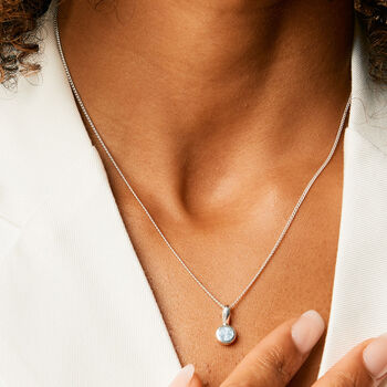 March Birthstone Aquamarine Silver/Gold Charm Necklace, 2 of 12