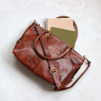 Large Leather Tote Bag, Laptop Bag, Tan, 2 of 5