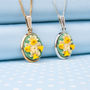 Hand Painted Daffodil Oval Pendant Necklace, thumbnail 1 of 4