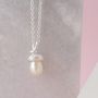 Sterling Silver Tiny Pearl Acorn Pendant, thumbnail 2 of 8