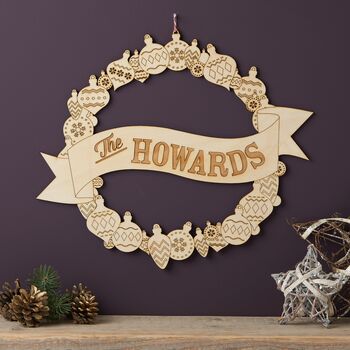 Personalised Wooden Christmas Wreath, 3 of 5