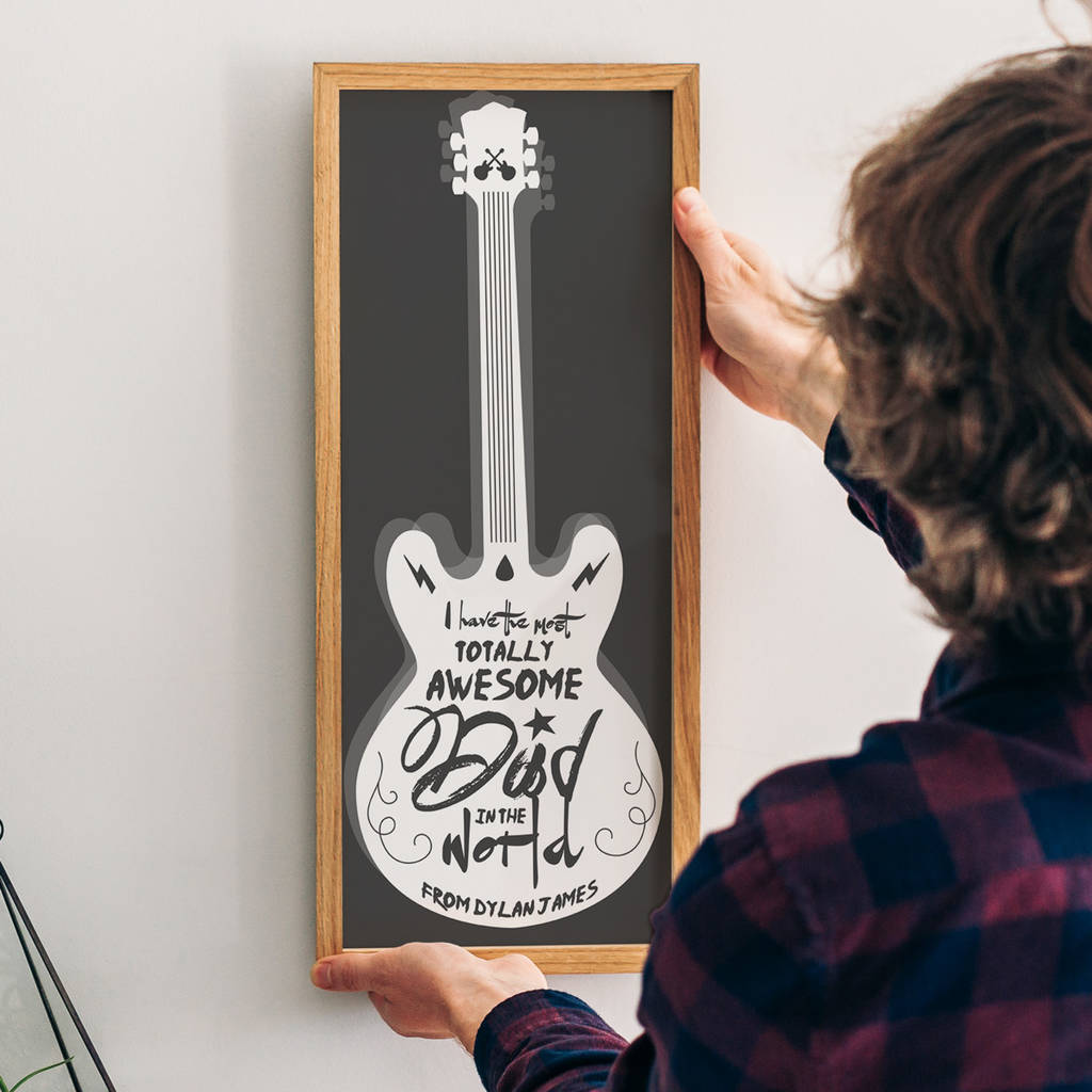 Personalised 'awesome Dad' Guitar Print By The Drifting Bear Co