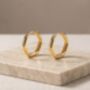 Refined Geo Hoops 18k Gold Plated Earrings, thumbnail 1 of 4