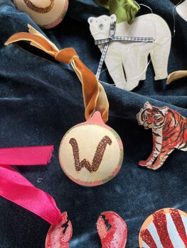 Personalised Ceramic Glitter Initial Bauble, 3 of 8