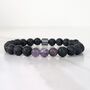 Men's Amethyst And Lava Bead February Birthstone Bracelet, thumbnail 3 of 9