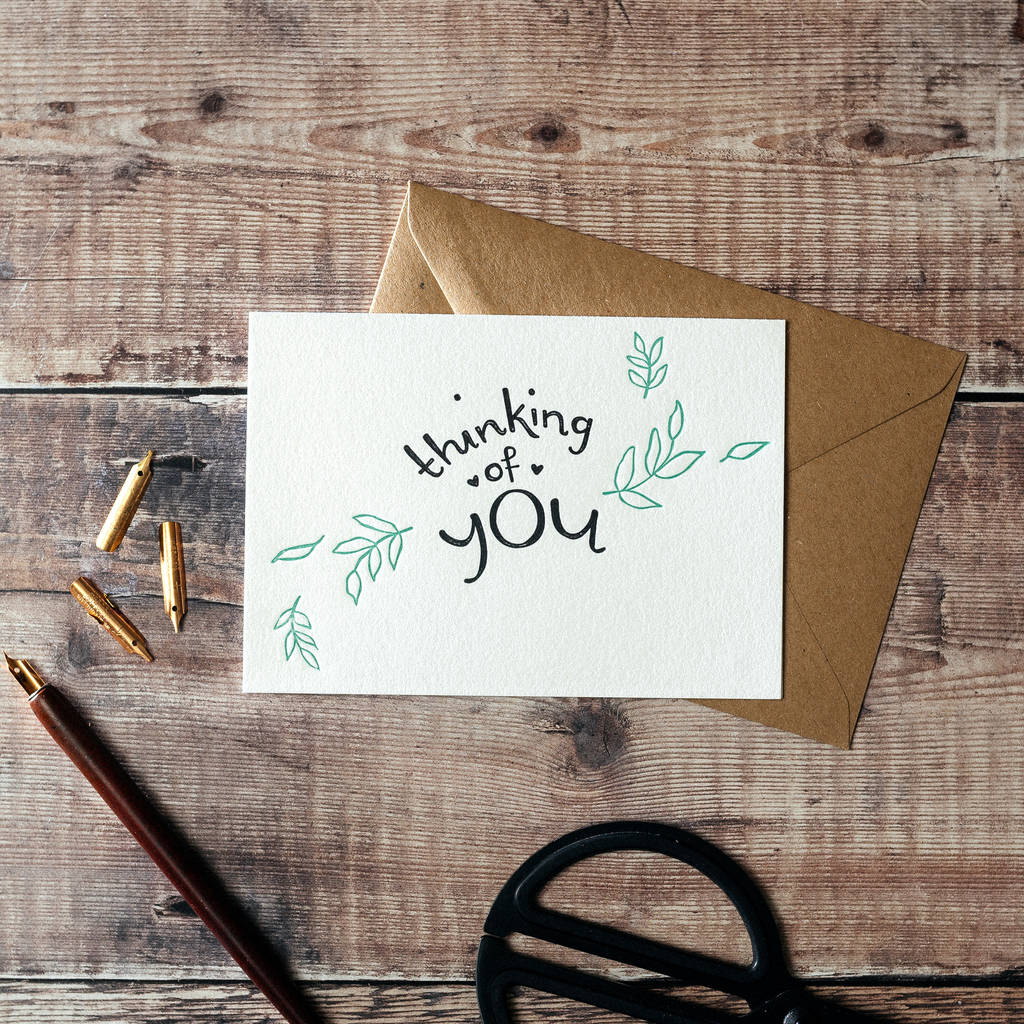 thinking of you letterpress card by hunter paper co
