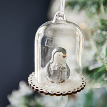 Penguin With Gift Dome Glass Bauble, 4 of 4