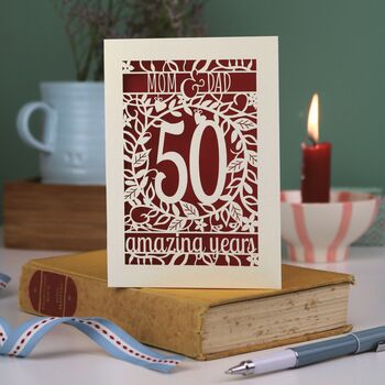 Golden Wedding Anniversary Card 50 Amazing Years, 3 of 7