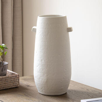 Dimpled Ceramic White Vase With Handles, 3 of 3