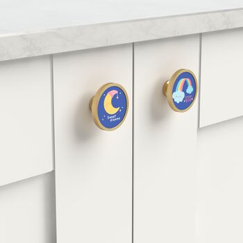 Nursery Knobs Night Time Drawer Door Cupboard Cabinet Handle Available In A Gold, Silver, Black And Antique Gold Base, 5 of 9