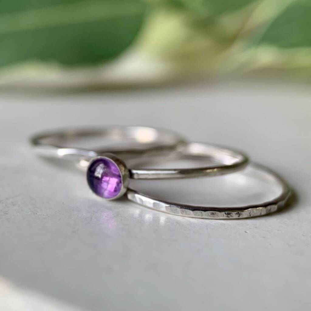 Amethyst Skinny Ring Stacker Set By The Little Silver Kiln