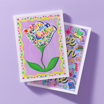 Lilac Unicorn Flower Print Set, 4 of 12