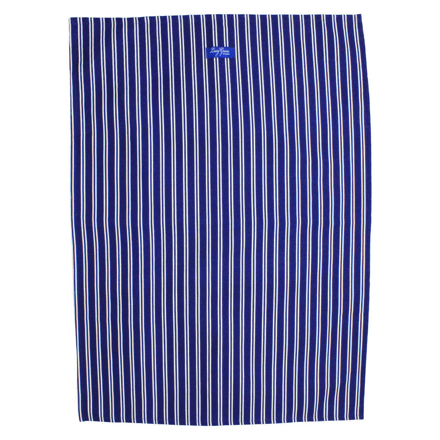 blue striped tea towel by lucy green designs