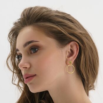 14 K Gold Hoop Sunburst Stud Hoop Earrings, 3 of 8
